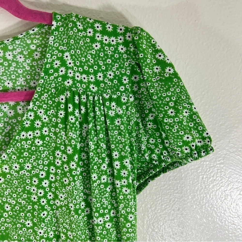 Violet Skies Green Floral Dress Medium